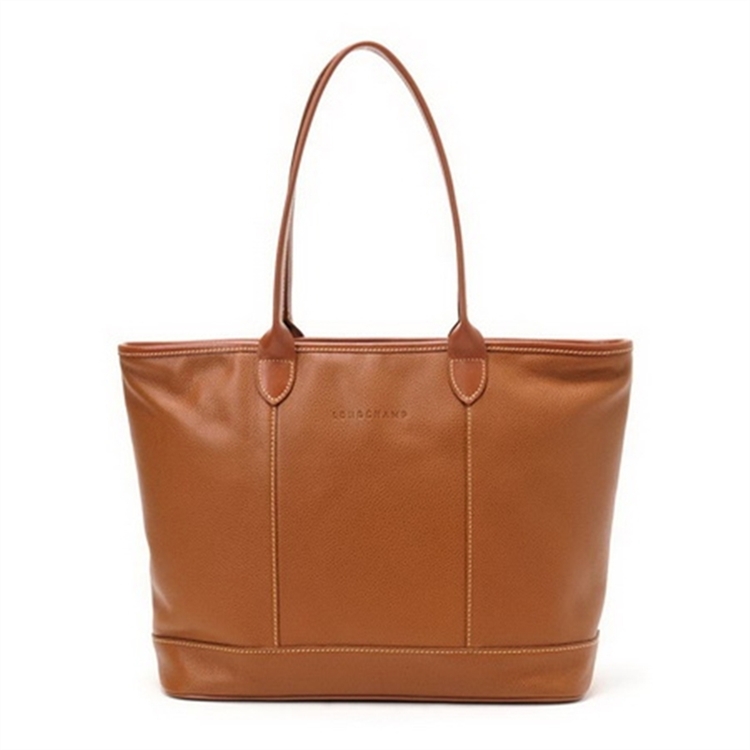 Longchamp Leather Tote Bags Cognac - Click Image to Close