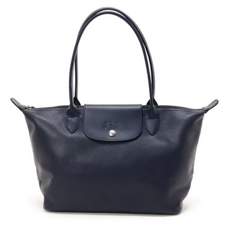 Longchamp Leather Tote Bags Night Blue