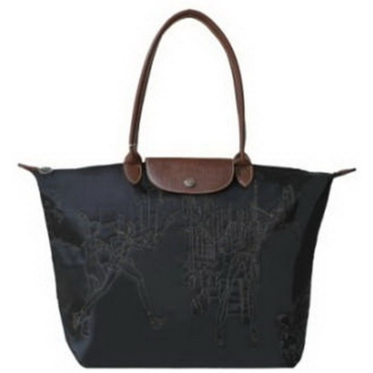 Longchamp Light Embroidered Bags Black - Click Image to Close