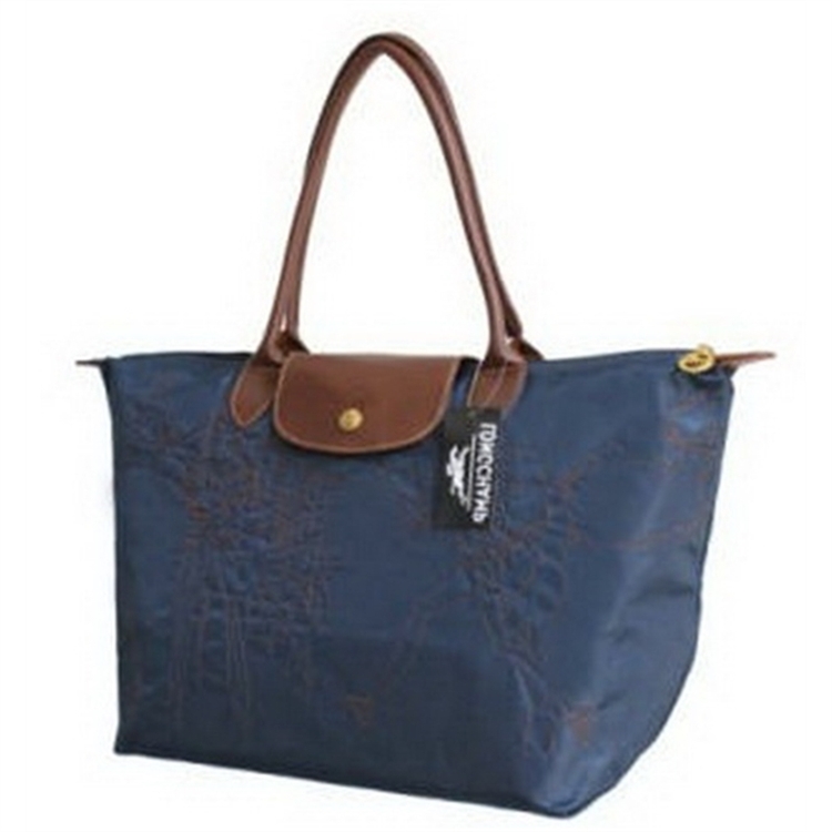 Longchamp Light Embroidered Bags Deep Blue - Click Image to Close